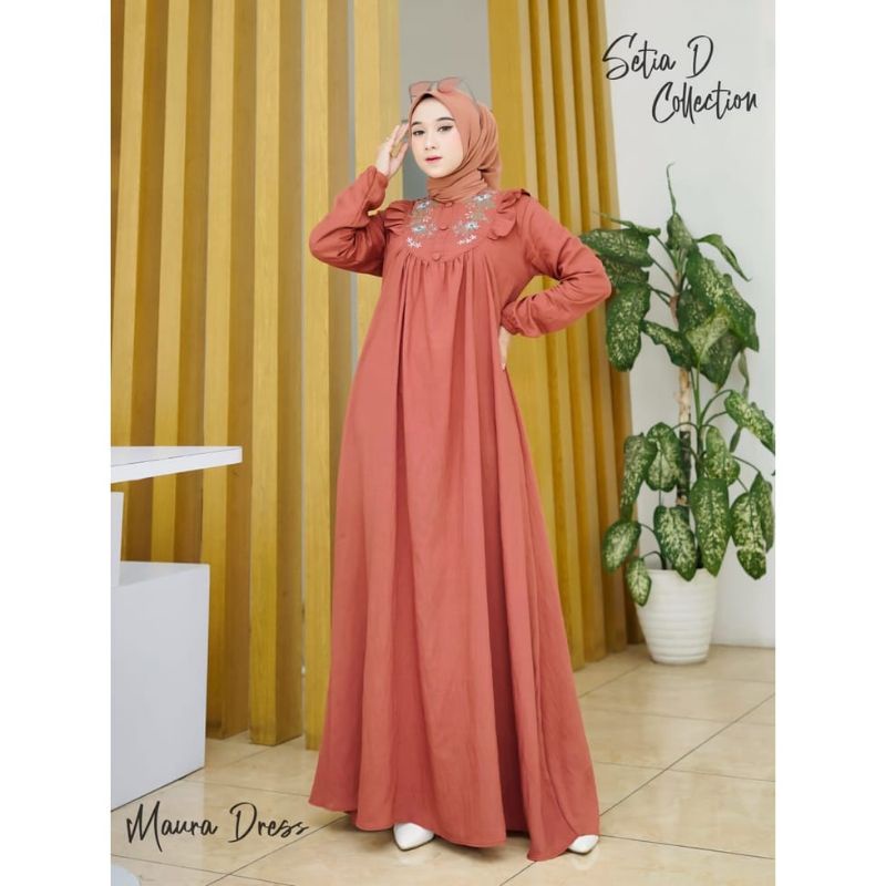 Fashion Muslim Gamis AZKIYA MAURA  AZIZAH bordir crinkle airflow premium dress mewah maxy terbaru