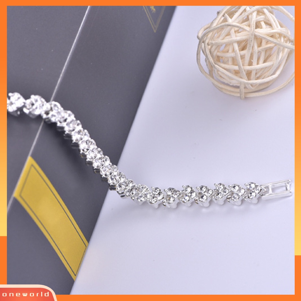 {oneworld} Gelang Tangan Wanita Hias Berlian Imitasi Berkilau Bangle Adjustable Untuk Ulang Tahun Pesta