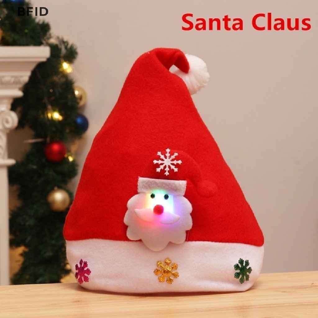 [BFID] Topi Natal Dewasa/Anak LED Menyala Santa Claus Snowman Elk Cap Xmas Decor Gift [ID]