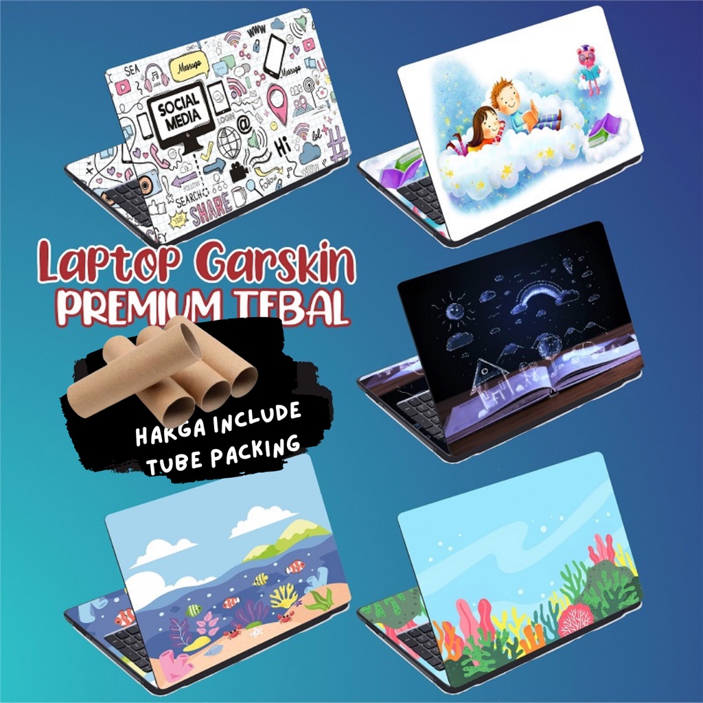 Garskin Laptop Anti Gores Social Media Cute Pastel Premium Full set 10 12 13 14 15 inch  Universal Untuk Semua Merk Laptop