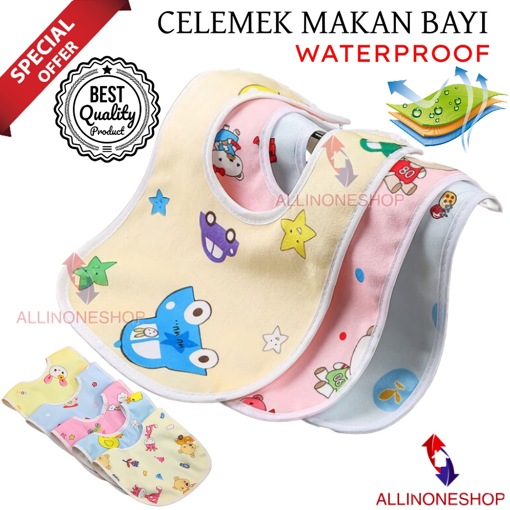 SLABER BAYI ANTI BASAH / CELEMEK BAYI ANTI AIR / BABY BIBS / CELEMEK MAKAN BAYI WATERPROOF / HANDUK LIUR BAYI