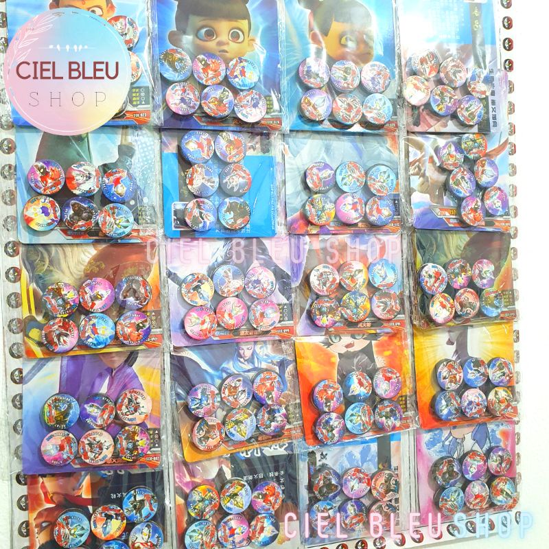 (6 pcs) Set Mainan Magnet KANCING Aneka Motif Karakter BONUS CARD / Tempelan Magnetik