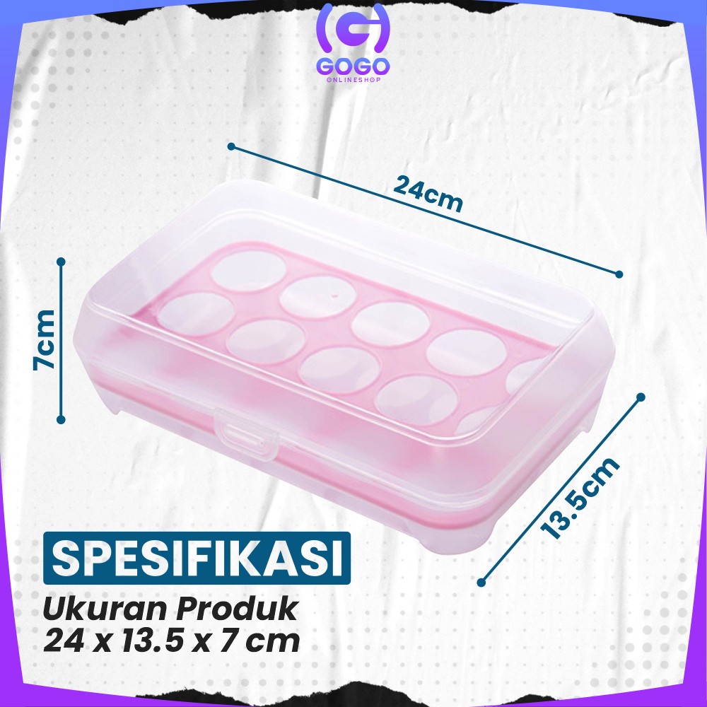 GOGO-C791 Kotak Tempat Rak Susun Penyimpanan Telur 15 Lubang Sekat / Rak Wadah Tempat Telor 15 Butir Egg Box Storage Organizer Anti Pecah