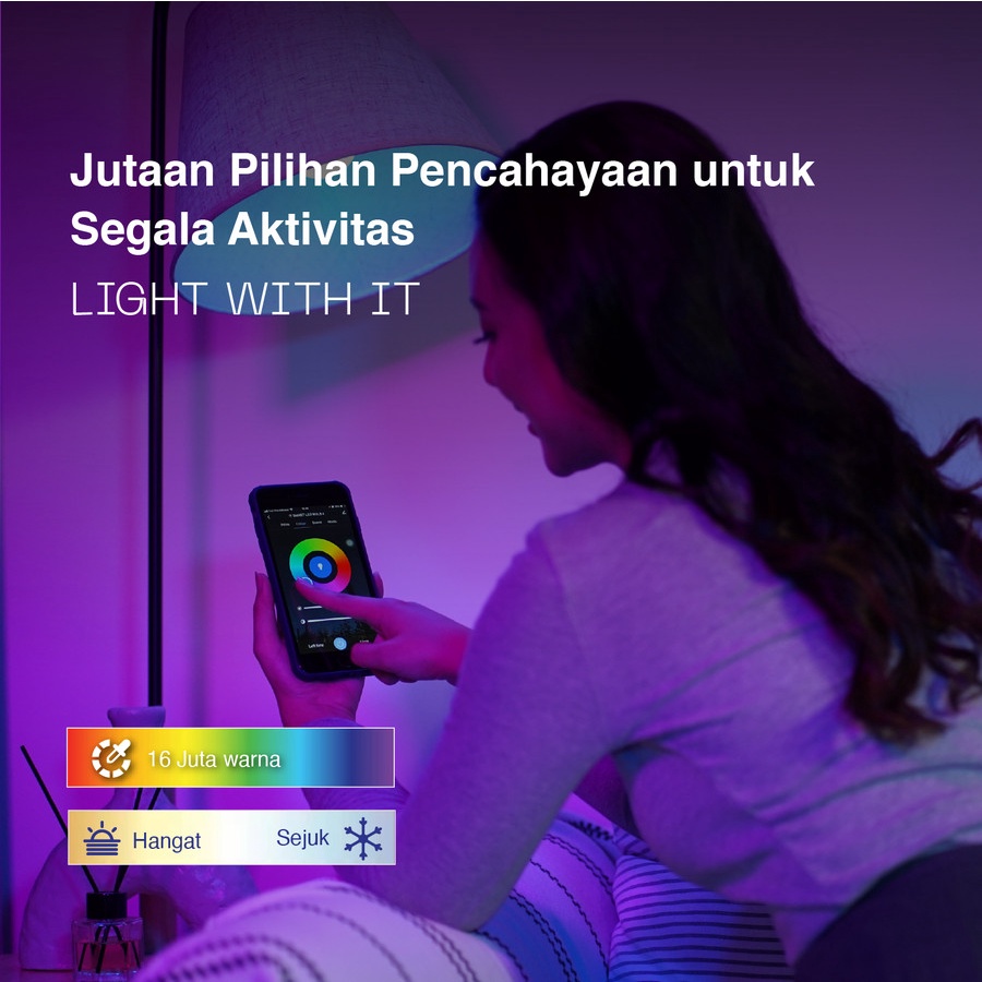 IT Smart LED Bulb 9W RGB+WW Bohlam Lampu WIFI Smart Lamp 9 Watt 9 W Voice Control Schedule Setting 806 lumens Perlengkapan Penerang Rumah Temperatur Cahaya