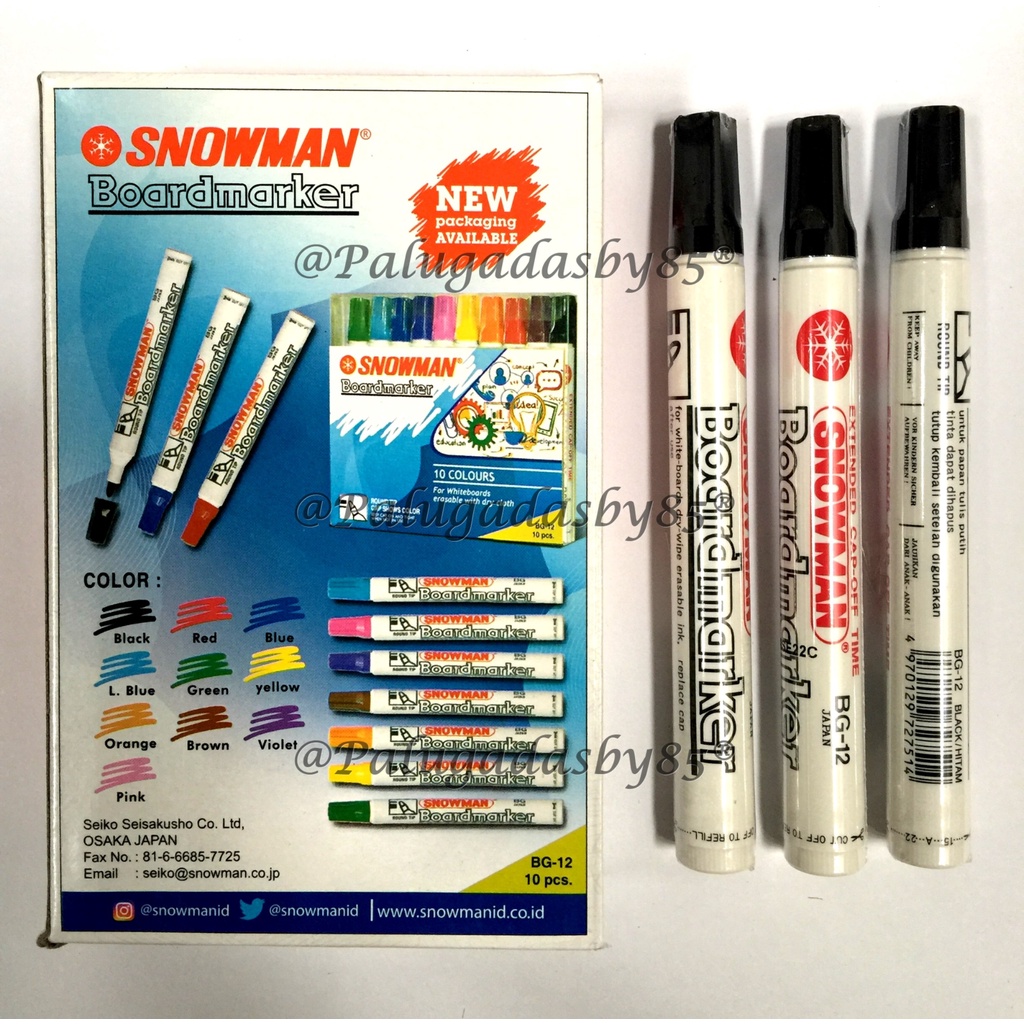 (1 Biji) Spidol Whiteboard Snowman Board Marker BG-12 / Spidol Snowman BG-12 / Snowman BG 12 / Snowm