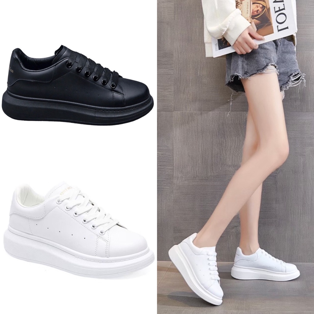 AVANCEID SIZE 36-44 1885 Sepatu Sneakers Wanita Sekolah Kerja Putih Hitam Putih Import