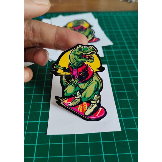 

stiker print dinosaurus skateboard custom stiker murah keren lucu