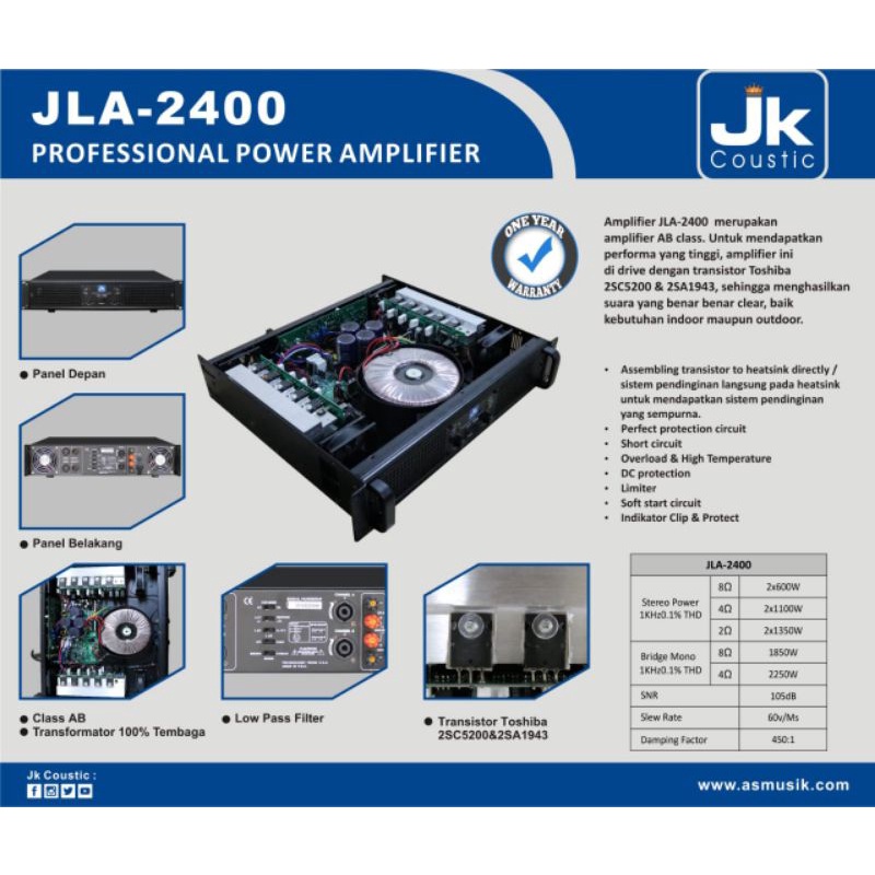 PROMO Power Amplifier JK Coustic JLA-2400 Original