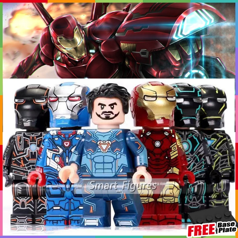 Iron Man Blok Bangunan Minifigures Super Heros Marvel Tony Stark Armor Mark17 Mark19 Mark26 Mini Angka Mainan Hadiah