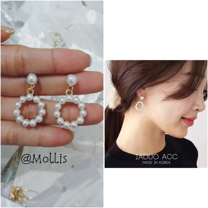 Anting korea model bulat mutiara mini