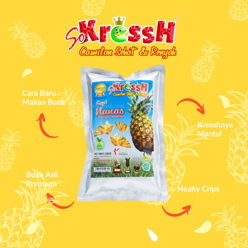 

keripik buah nanas madu sokressh 80GR