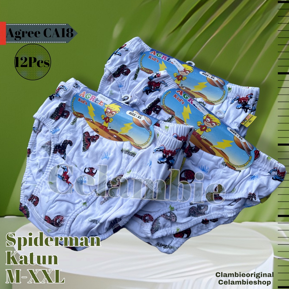 Agree kids Lusinan Celana Dalam anak Agree Ca18 Bahan Katun Motif Spiderman