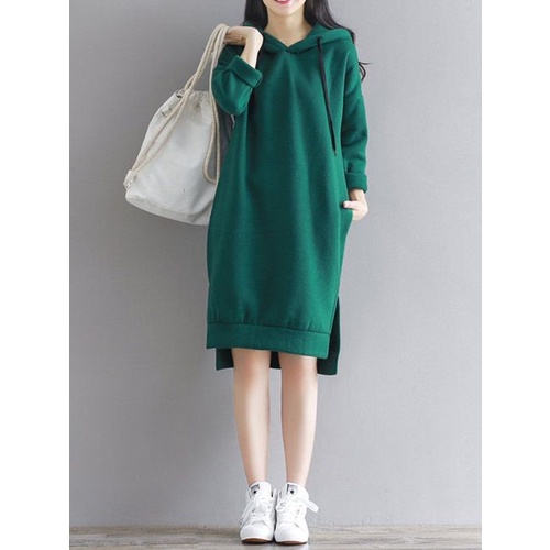 Long Hoodie//Dress Hoodie//Hoodie Oversize//Tunik Hoodie//Long Sleeve Hoodie Dress//Hoodie Plus Size//Tunik Wanita Lengan Panjang Fleece Premium