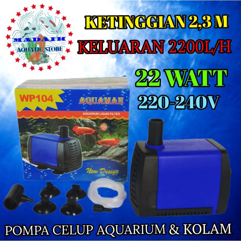 AQUAMAN WP 104 MESIN POMPA AIR CELUP AKUARIUM DAN KOLAM IKAN POWER HEAD SUBMERSIBLE WATER PUMP FILTE