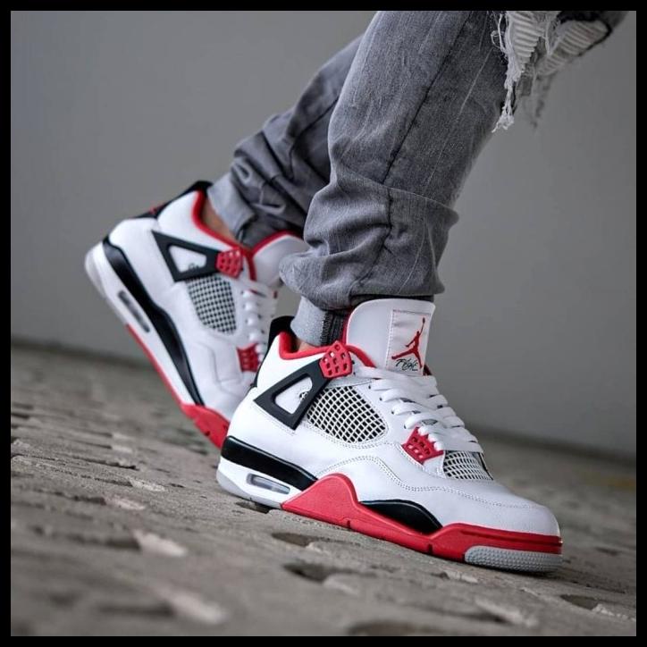 Sepatu Nike Air Jordan 4 Retro Fire Red Premium Original