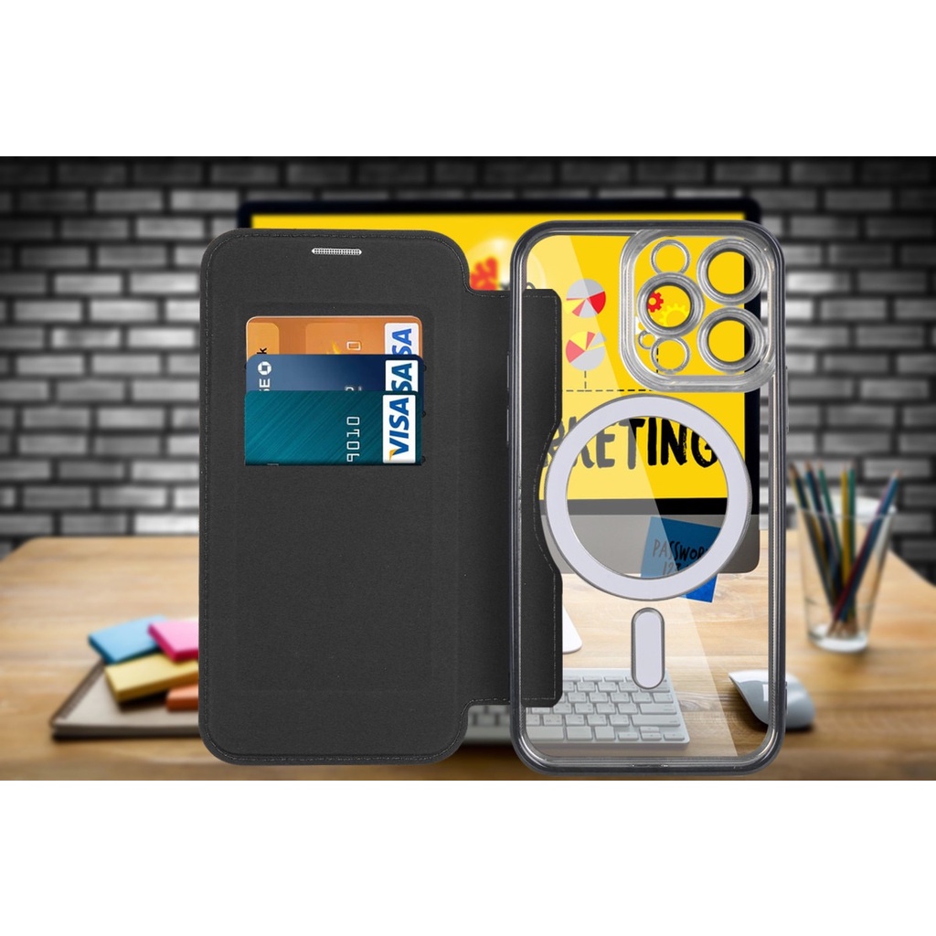 IPHONE Casing Kulit Flap Magnetik Yang Ditingkatkan Untuk Iphone13 14 12 11 Pro Max 14Plus Perlindungan Lensa Drop Casing