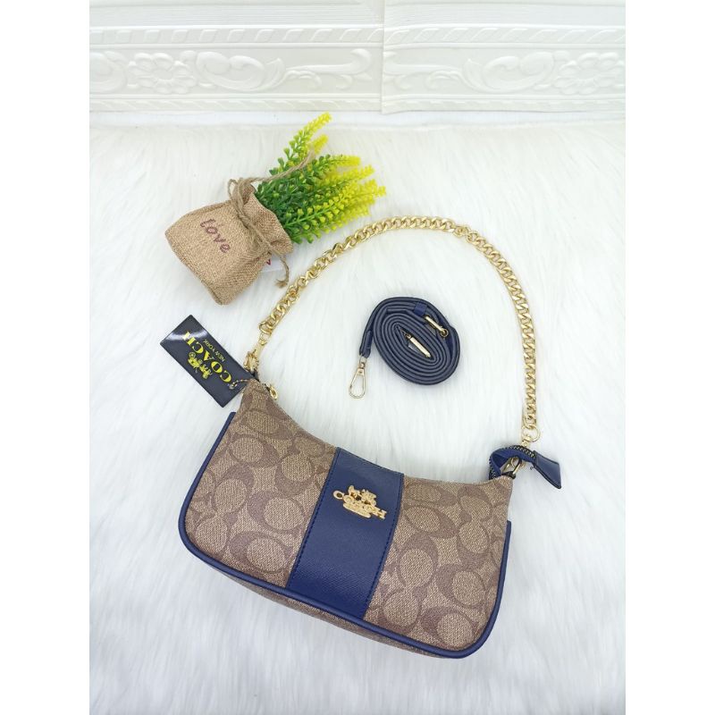 tas wanita Co@ch plat rantai terbaru top handle 2 tali
