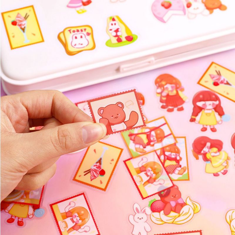 

Stiker tahan air kreatif DIY untuk scrapbook motif kartun, stiker botol