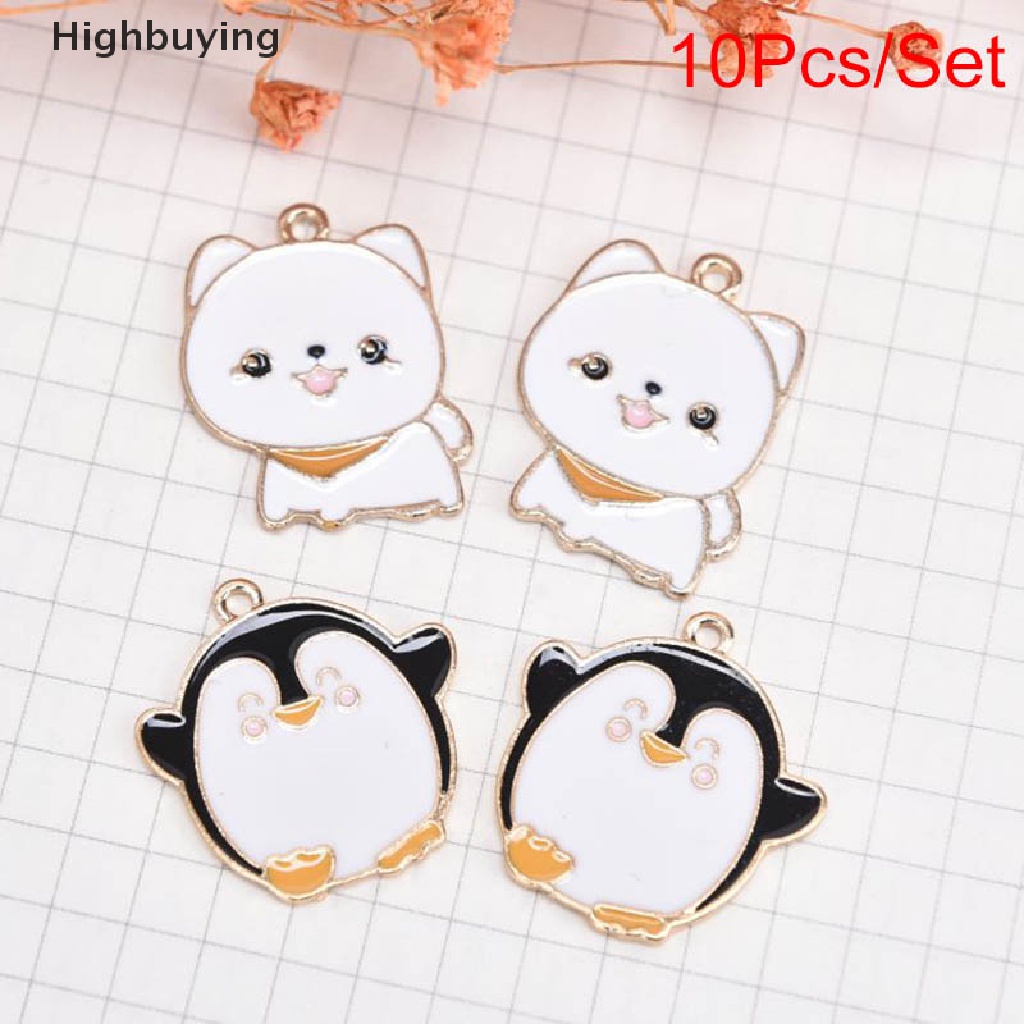 Hbid 10Pcs/Set Enamel/Alloy Pinguin Anjing Ch Liontin Perhiasan DIY Membuat Craft Hadiah Glory