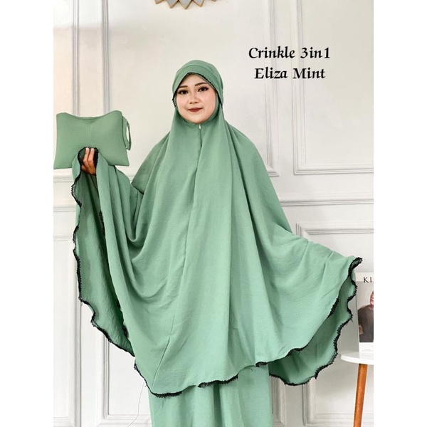 Mukena Crinkle 3in1 Eliza Jumbo Syari Traveling Umroh