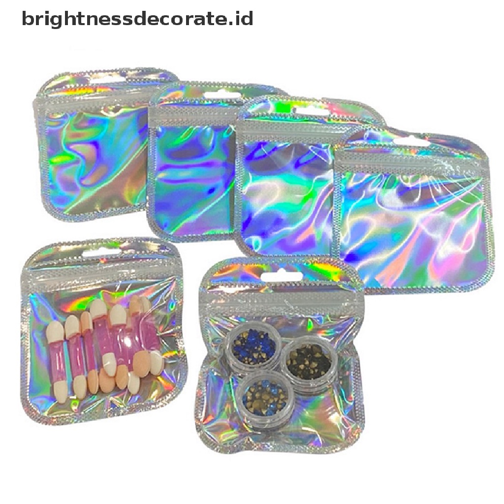[Birth] 50pcs Laser Aluminium Foil Mylar Zip Lock Bags Reclosable Candy Pouch Packaging [ID]