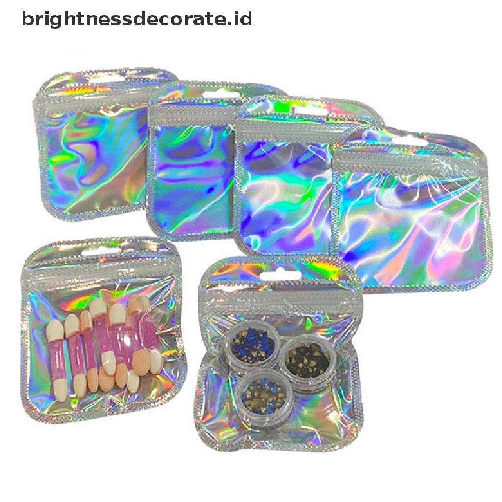 [Birth] 50pcs Laser Aluminium Foil Mylar Zip Lock Bags Reclosable Candy Pouch Packaging [ID]