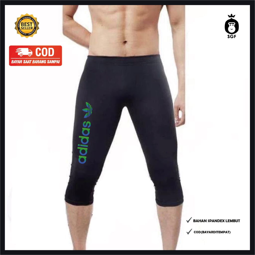 celana legging adidas hijau  3/4 / celana manset  pria 3/4 / legging volly futsal3/4 / legging 3/4 /