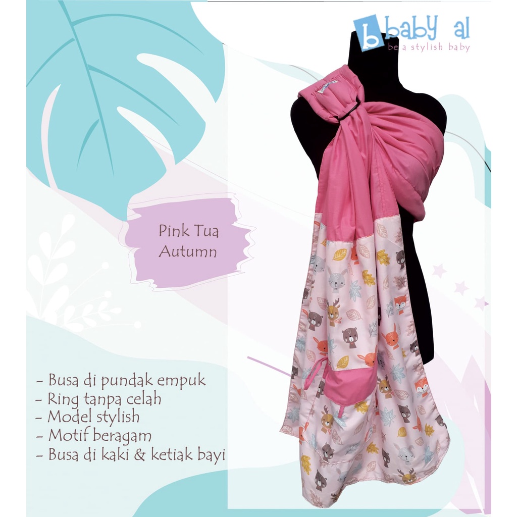 Gendongan Bayi Ring Sling Baby Al - Pink Tua Autumn