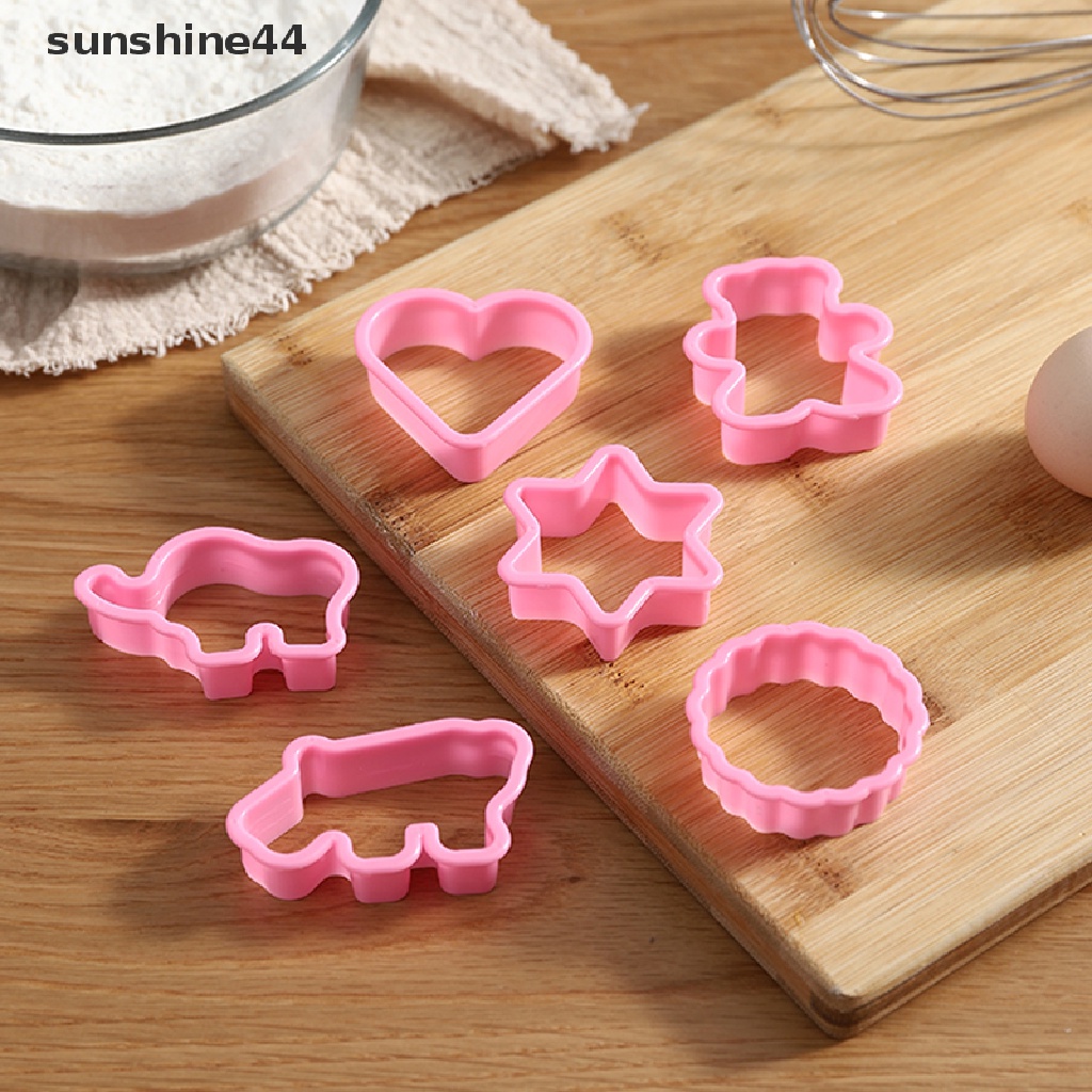 Sunshine 6/8pcs Cetakan Kue Kering DIY Cetakan Biskuit Plastik Fondant Cetakan Kue Coklat.