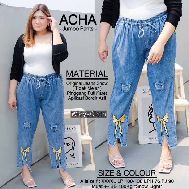 AFAREEN - Acha Jumbo Pants Celana Jeans Kulot Boyfriend Jumbo Baggy Jeans Bordil Pita BB 50-100 Kg