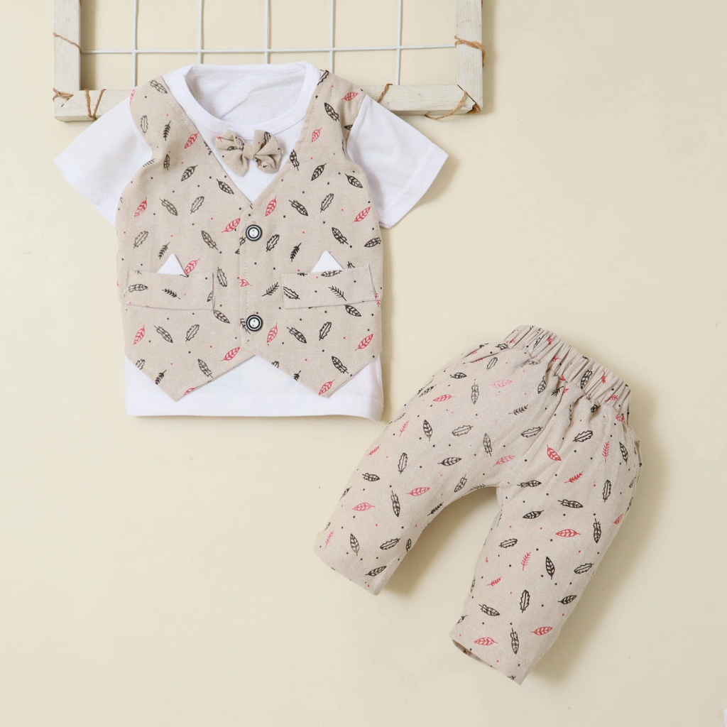Nuna Store Setelan Rompi Anak Motif / Setelan Baju Formal Anak Bayi Laki-laki Cowok 0 Bulan - 3 Tahun