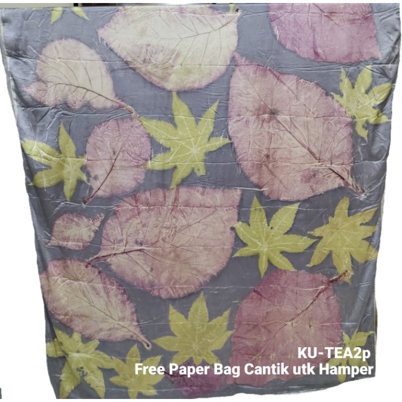 Kain Sutra Batik Ecoprint -/+ 2m x 1.20m Bonus Paper Bag Cantik Utk Gift Hamper