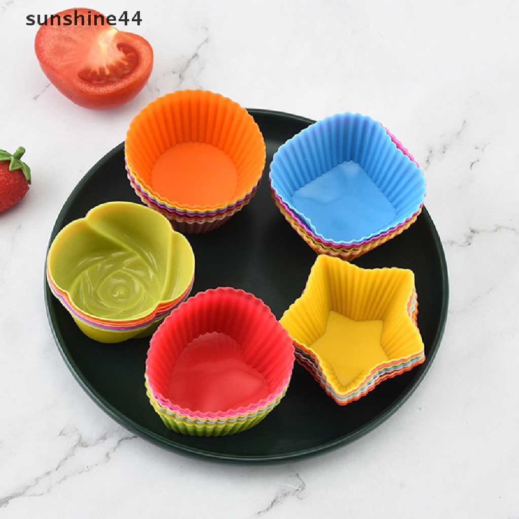 Sunshine 6 Pcs Cetakan Silikon Cupcake 6 Pcs Kue Muffin Loyang Kue Non Baking Tray.