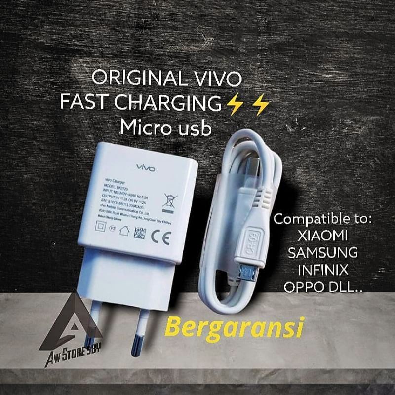 FLASH CHARGER VIVO MICRO USB FAST CHARGING VIVO V11/Y53/Y81/Y83/V9/ V15/Y91/Y95/Y12/Y15/Y17/Y19
