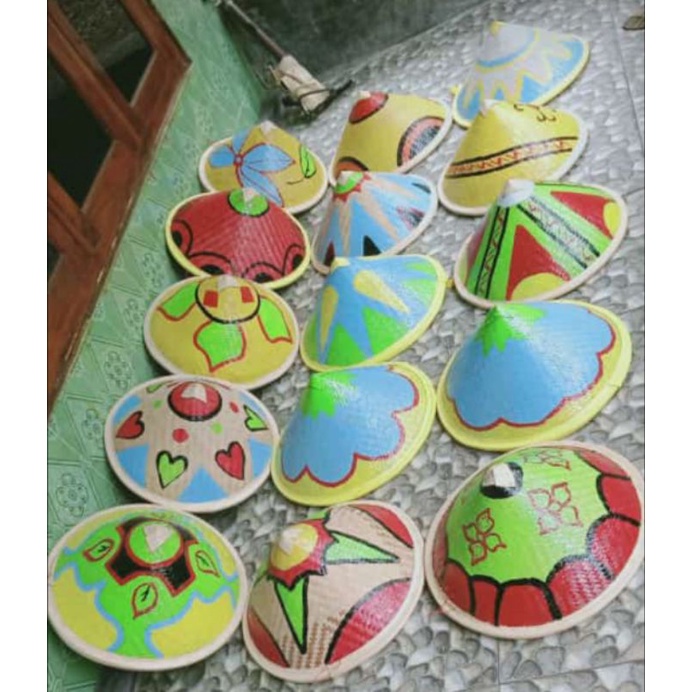 Topi Caping Lukis Anak Untuk Dekorasi Rumah, Caping Lukis Prakarya Sekolah Caping Tani Caping Lukis 