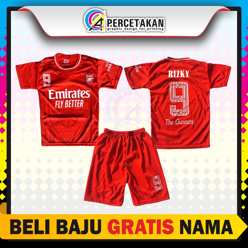 Jersey Bola Timnas Arsenal FC Terbaru Setelan Gratis Sablon Nama, Baju Futsal, Kaos Bola, Pakaian Ol