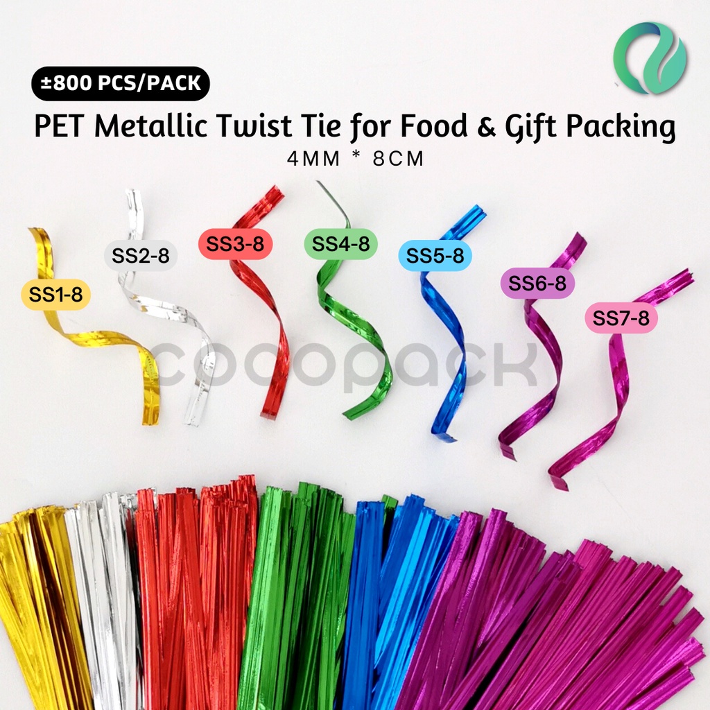 

PET Metalic Twist Tie Kawat Ikat Dekorasi Roti Permen 4MM 8CM
