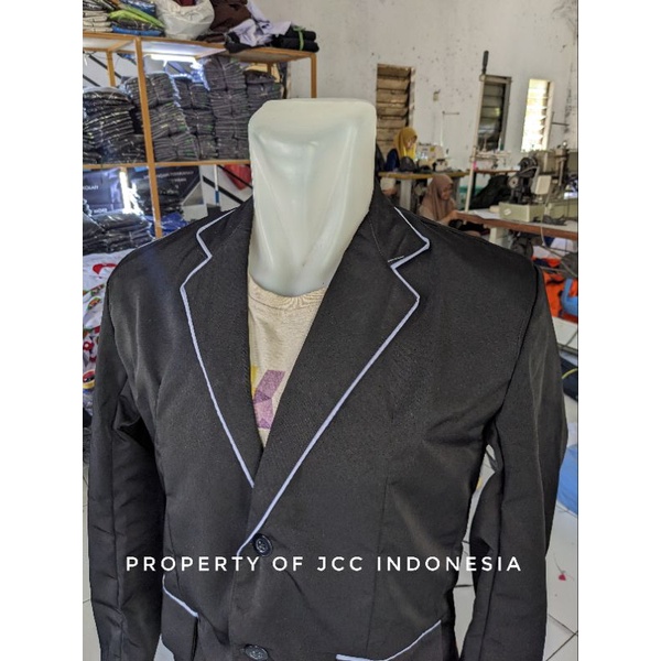 [READY STOK LANGSUNG KIRIM] Jas Almamater Hitam Lis Putih Keren Jas Hitam Jas Kekinian Jas Viral Jas