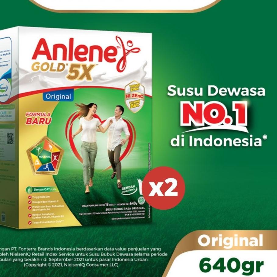 

New | KSH|Anlene Gold 5X Susu Bubuk Original 2 x 640g - Nutrisi Tulang, Sendi, dan Otot