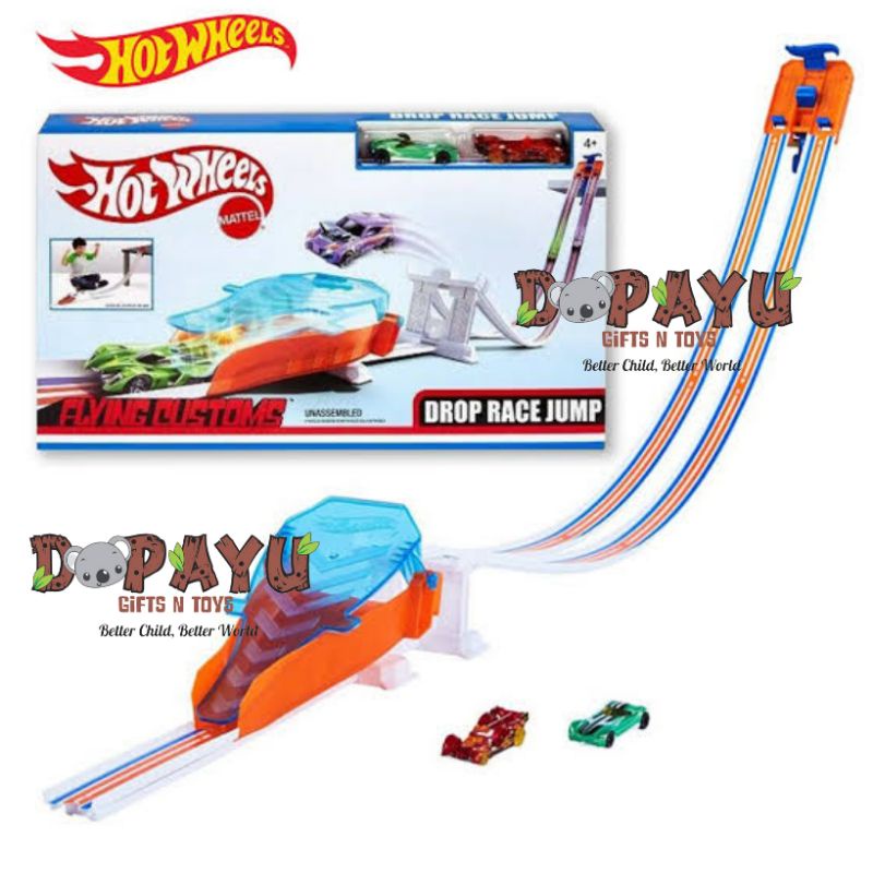 MAINAN TRACK HOT WHEELS DROP RACE JUMP GJL15 original lintasan balap mobil hw