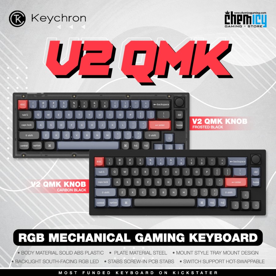 Keychron V2 QMK 65% Fully Assembled Knob Version Gaming Keyboard