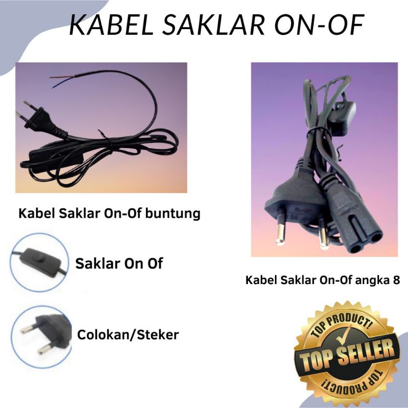 Kabel power angka 8 + on/off / Kabel AC / Printer / Tape