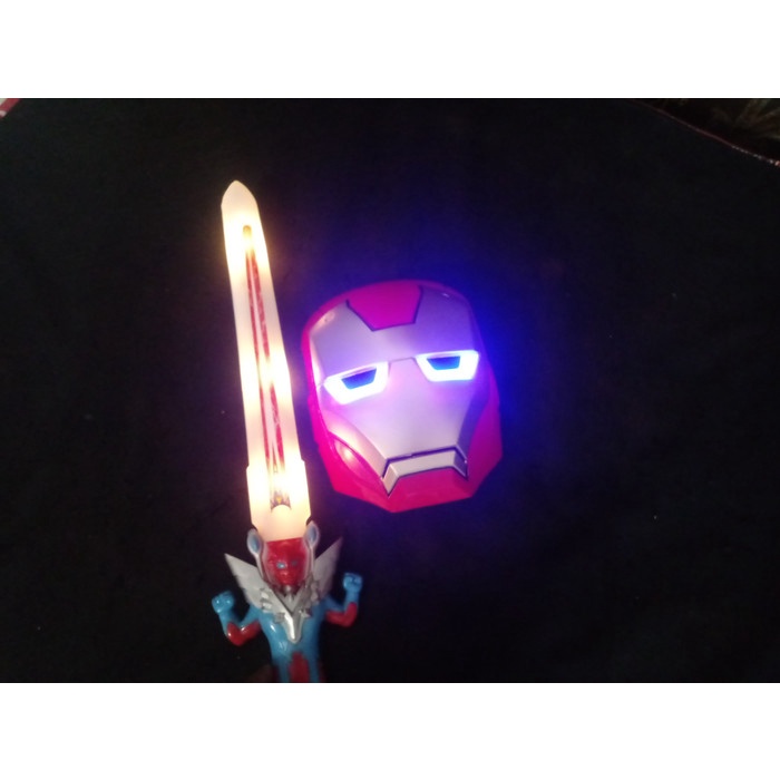 Mianan pedang topeng super hero iron man avengers led lampu iron man