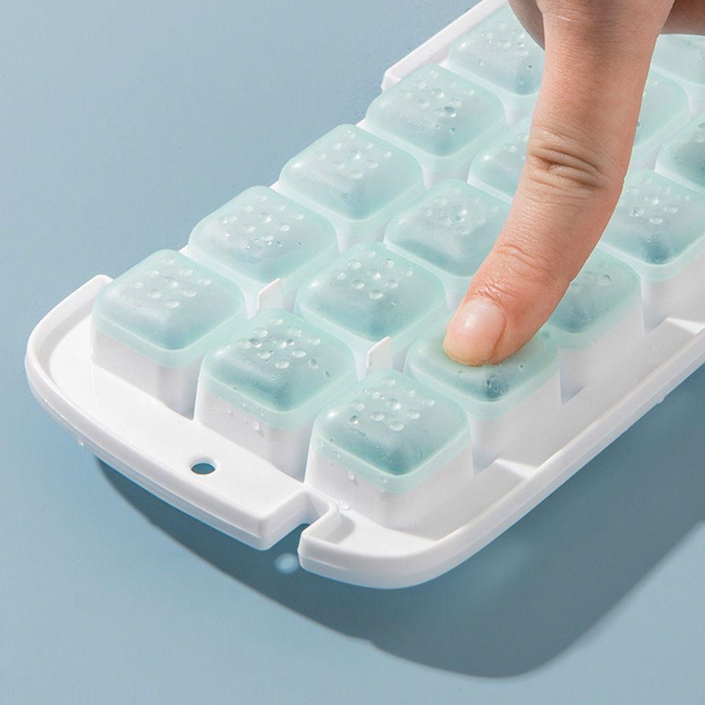 Solighter Cetakan Es Persegi Silikon Kualitas Tinggi Alat Kreatif Press Type Ice Cube Maker