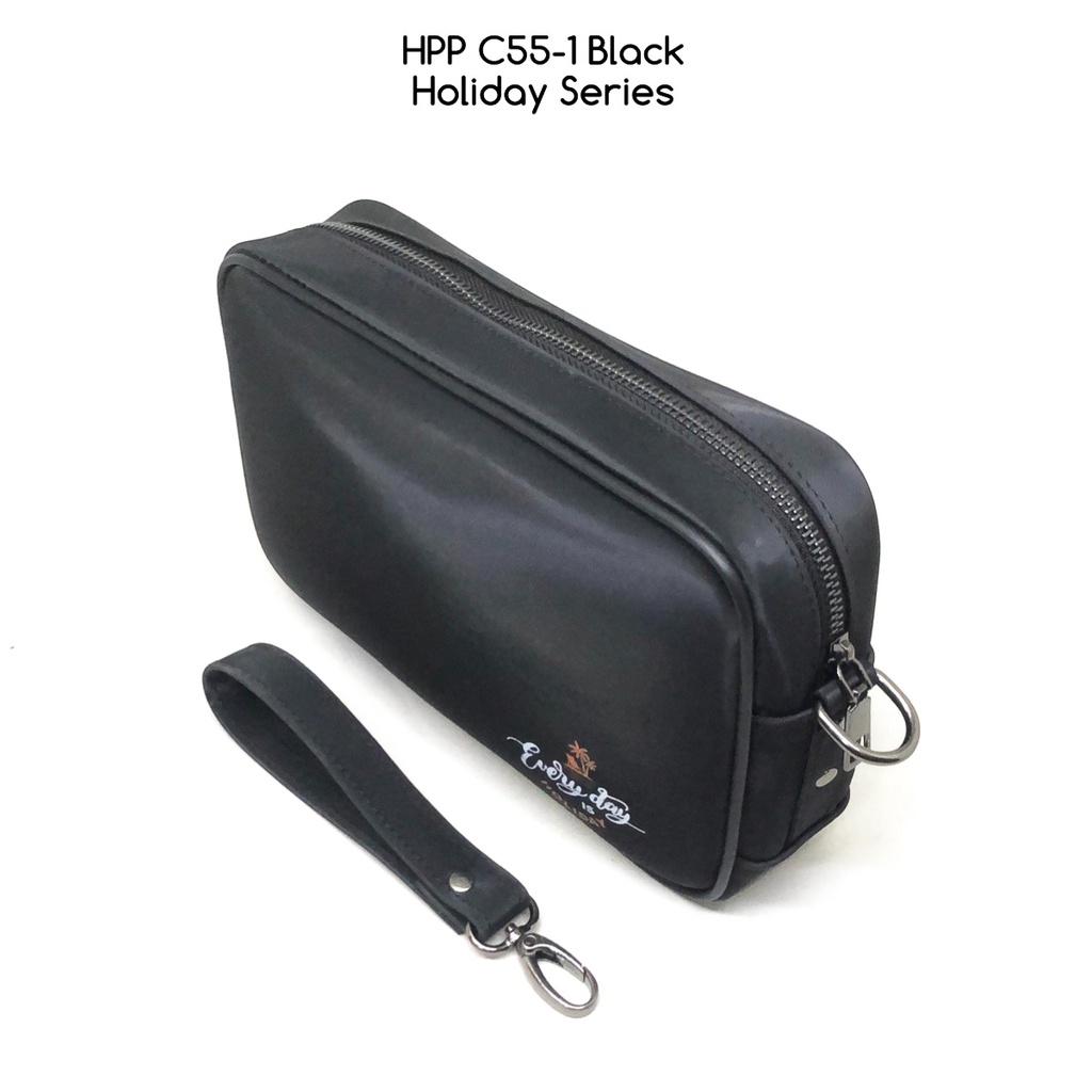 clutch pria hushpuppies C55-1 Black holiday series premium tas antiair waterproof