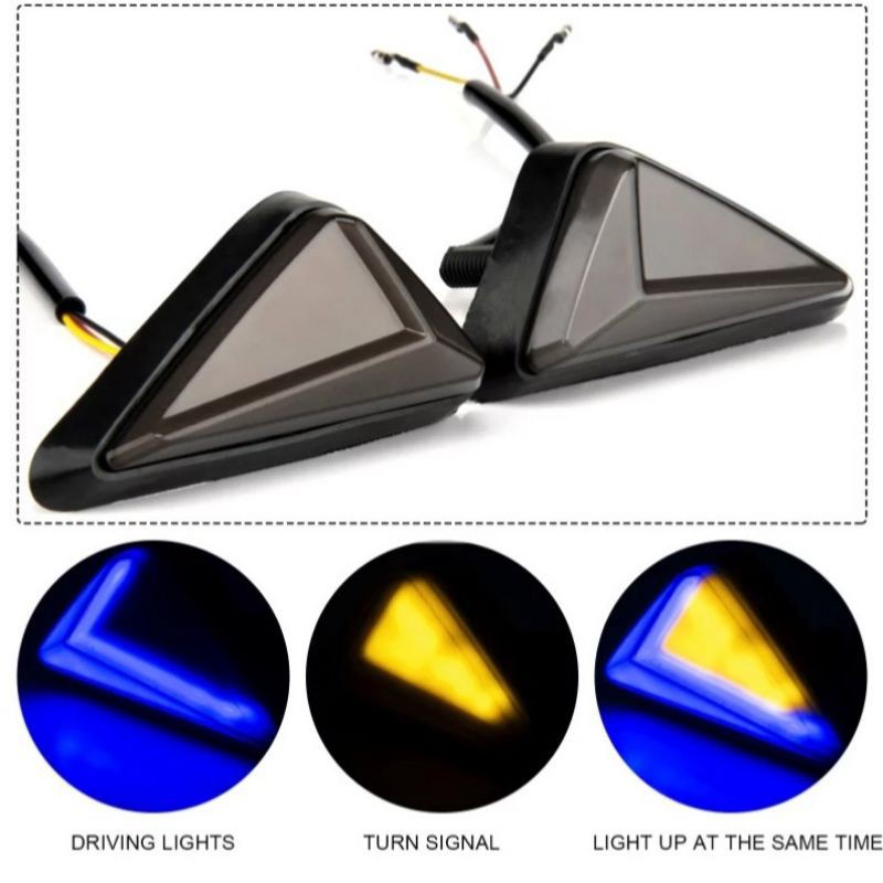 Sen Tempel Lampu Sen Segitiga Neon 2 Mode Universal R15,Cbr150r,Gsx,Ninja,R25