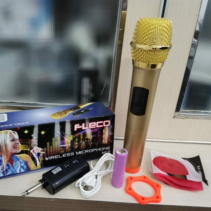 Mic Profesional Microphone Wireless Tanpa Kabel Merek Fleco type M11 - Free Busa /Sarung Mic | Microphone FLECO M-11 Mic wireless Mic Karaoke Single Tanpa Kabel | FMS