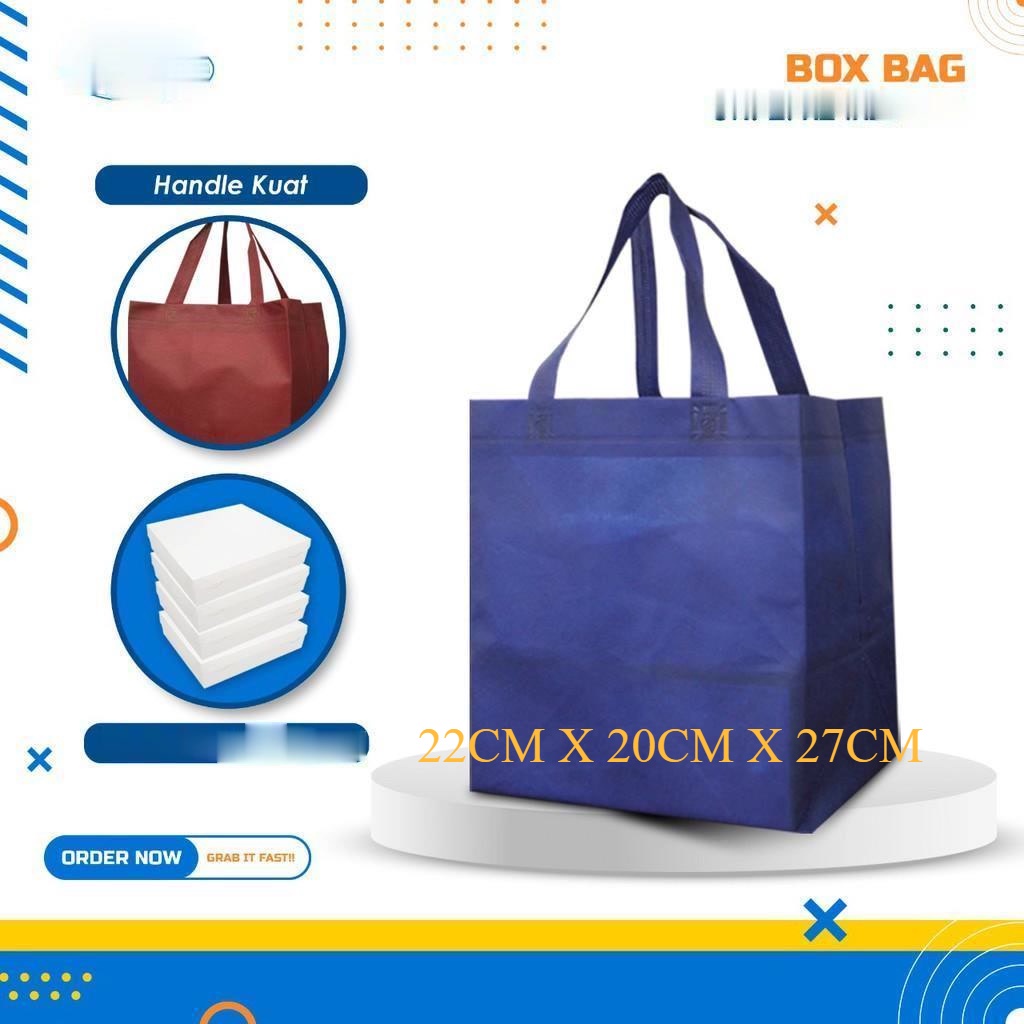Tas Spunbond Polos Kotak 22x20x27 | Tas Hajatan Mewah | Tas Hajatan Kotak Nasi 22x20x27