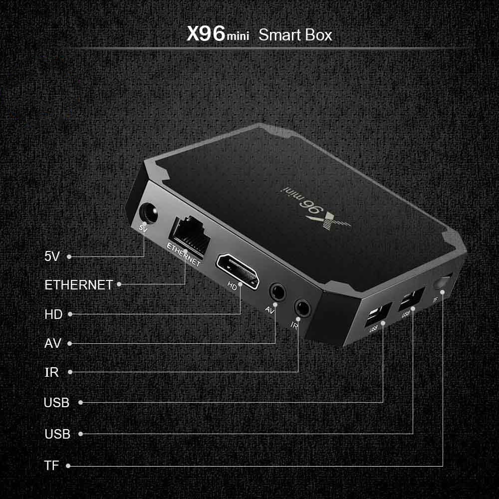 X96 Smart TV Box Android 7.1 4K DDR3 1GB 8GB - Black
