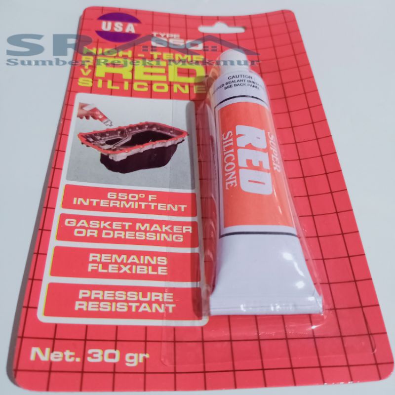 

Lem silicon Merah gasket mesin 30 gram